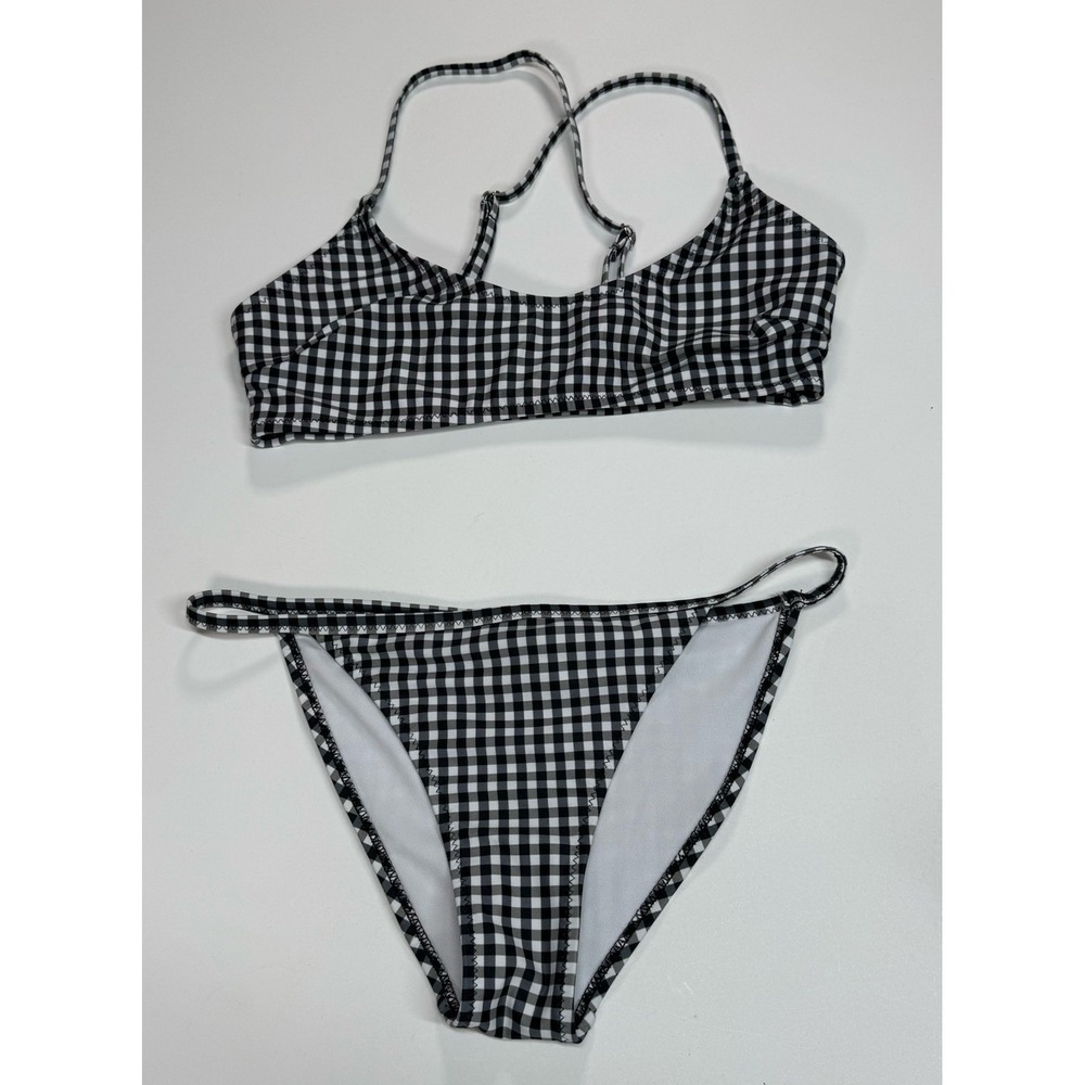 Missguided bikini black and white gingham pattern Women's US 6 Small